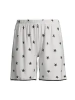 River Scallop-Trim Star Sweat Shorts