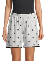 River Scallop-Trim Star Sweat Shorts