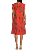 Printed Short-Sleeve Midi-Dress