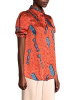 Arrow Printed Button-Front Top