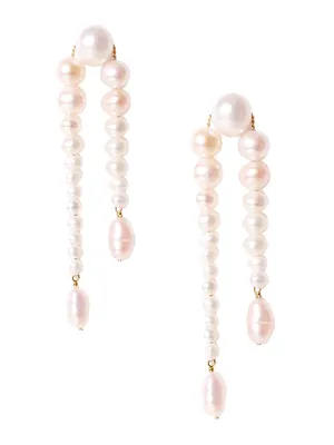 18K Gold-Plated Pearl Long Drop Earrings