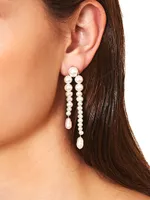 18K Gold-Plated Pearl Long Drop Earrings