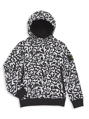 Little Boy's & Boy's Logo Print Hooded Sweatshirt