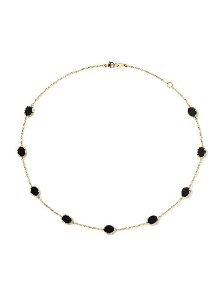 Confetti 18K Yellow Gold & Onyx Short Station Necklace