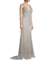 Fringed Sleeveless Gown