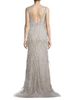 Fringed Sleeveless Gown