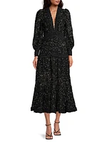 Objet D'Art Richter Lace Bishop-Sleeve Maxi Dress