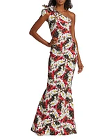 Gosia Floral One-Shoulder Gown