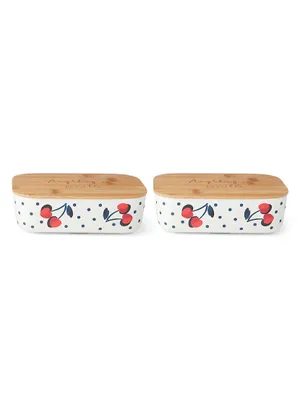 Vintage Cherry Dot 2-Piece Covered Container Set