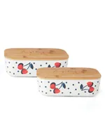 Vintage Cherry Dot 2-Piece Covered Container Set