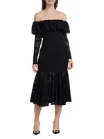 Alessia Off-The-Shoulder Lace Midi Dress