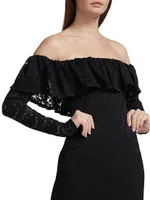 Alessia Off-The-Shoulder Lace Midi Dress