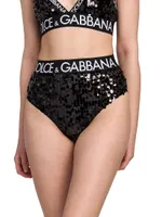 Sequin Logo Bikini-Cut Briefs