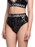 Sequin Logo Bikini-Cut Briefs