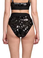 Sequin Logo Bikini-Cut Briefs