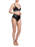 Sequin Logo Bikini-Cut Briefs