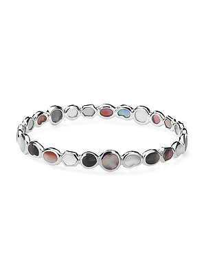 Polished Rock Candy Sterling Silver & Multi-Stone Bangle