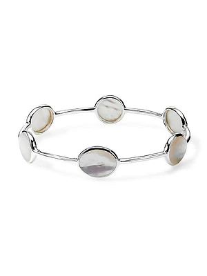 Polished Rock Candy Sterling Silver & Mother-Of-Pearl Bangle