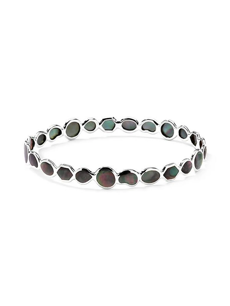 Polished Rock Candy Sterling Silver & Shell Bangle