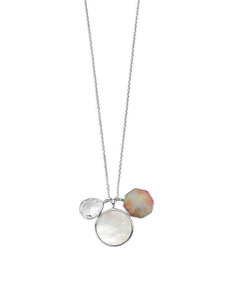 Polished Rock Candy Sterling Silver & Multi-Stone Triple-Pendant Necklace