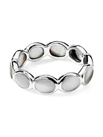 Polished Rock Candy Sterling Silver & Mother-Of-Pearl Oval Eternity Ring