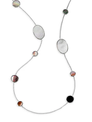 Polished Rock Candy Sterling Silver & Multi-Stone Long Station Necklace