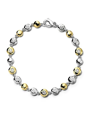 Chimera Sterling Silver, 18K Yellow Gold, & Diamond Bracelet