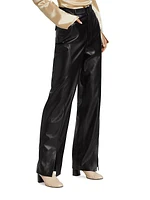 Basha High-Rise Vegan Leather Slit Pants