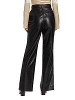 Basha High-Rise Vegan Leather Slit Pants