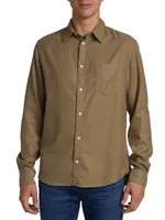 Brushed Flannel Button-Up Shirt