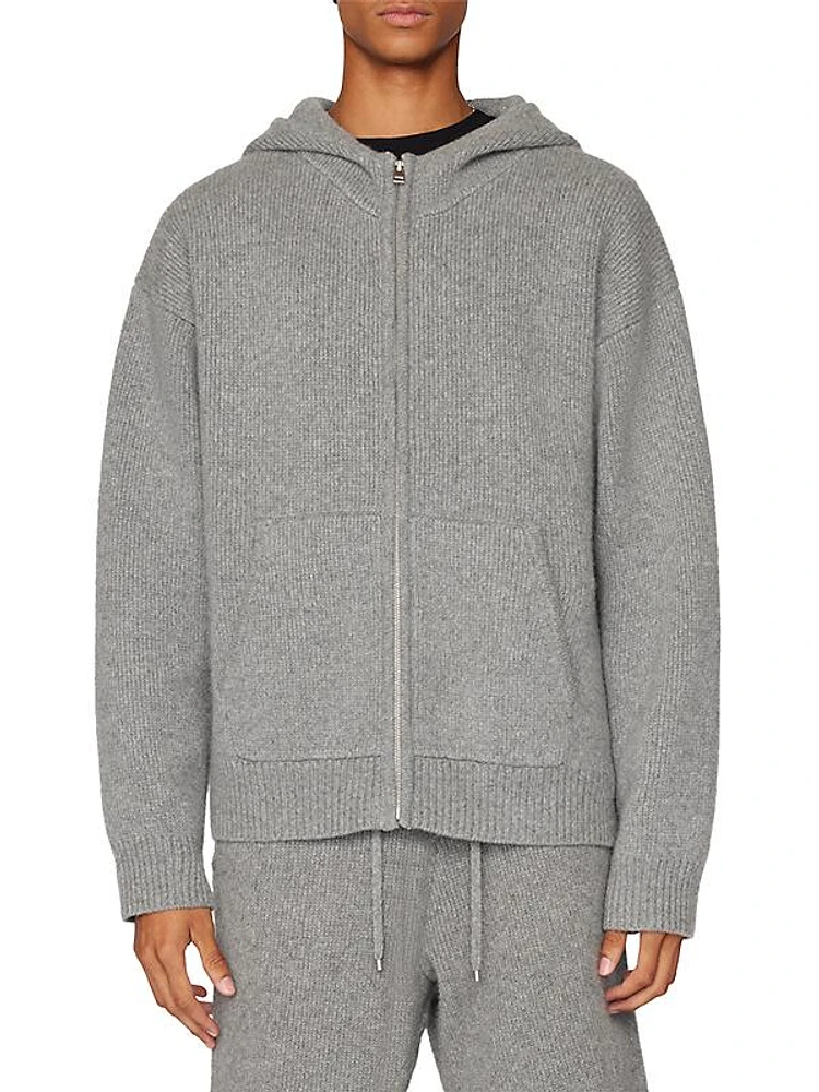 Cashmere Knit Zip-Up Hoodie