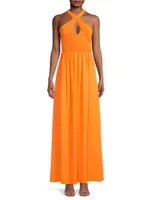 Criss Cross Halter Maxi Dress