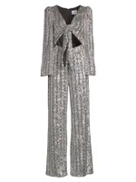 Sequined Tie-Front Jumpsuit