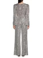 Sequined Tie-Front Jumpsuit