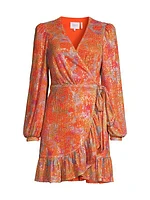 Sequined Ruffled Wrap Dress