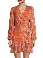 Sequined Ruffled Wrap Dress