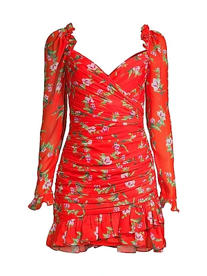Christy Ruched Floral Minidress