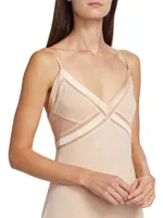 Mesh Panel Slip Dress