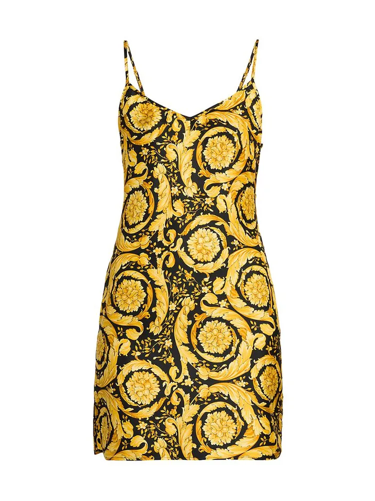 Baroque Print Silk Slipdress