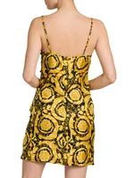 Baroque Print Silk Slipdress