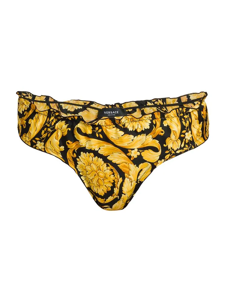 Baroque Print Silk Cheeky Panties