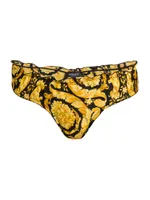 Baroque Print Silk Cheeky Panties