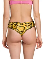 Baroque Print Silk Cheeky Panties