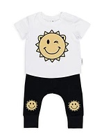 Baby's & Little Kid's Sunny Bear Knee Drop Crotch Joggers