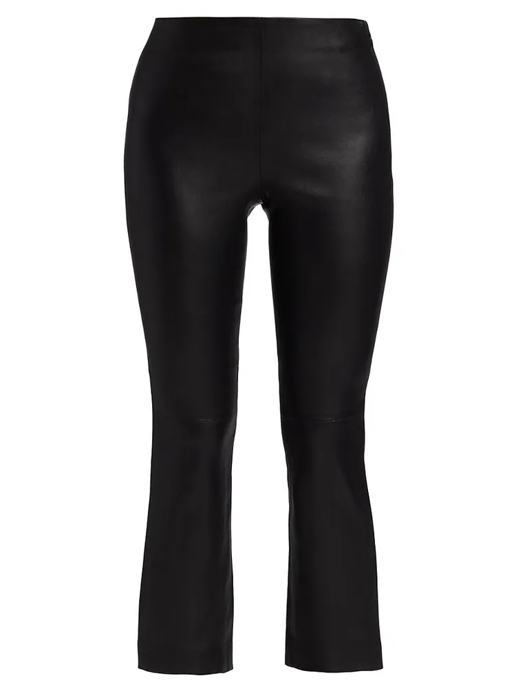 Cropped Leather Boot-Cut Pants