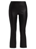 Cropped Leather Boot-Cut Pants