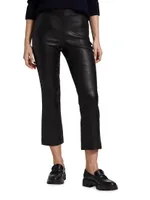 Cropped Leather Boot-Cut Pants