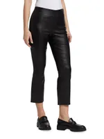 Cropped Leather Boot-Cut Pants