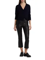 Cropped Leather Boot-Cut Pants