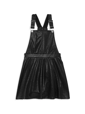 Girl's Faux Leather Overall Dress